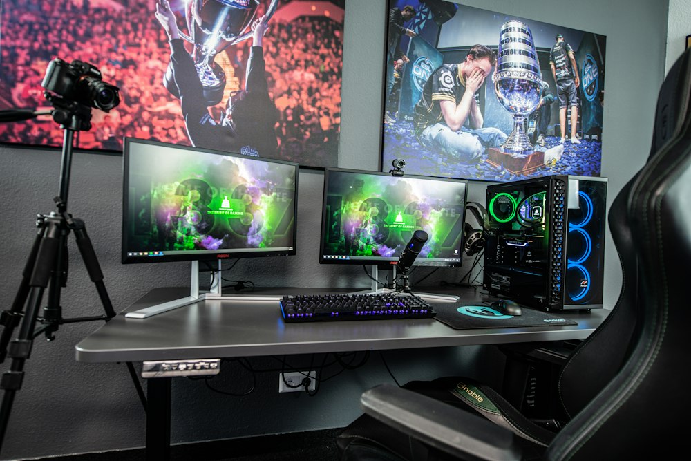 Houston corporate video editing suite with production monitors