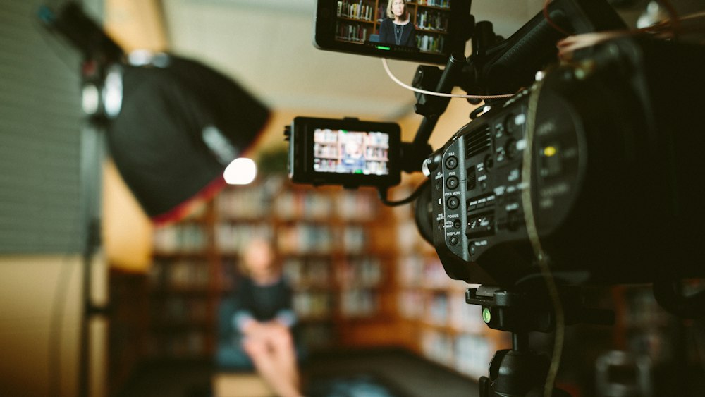 Interview footage on a monitor ready for corporate video editing