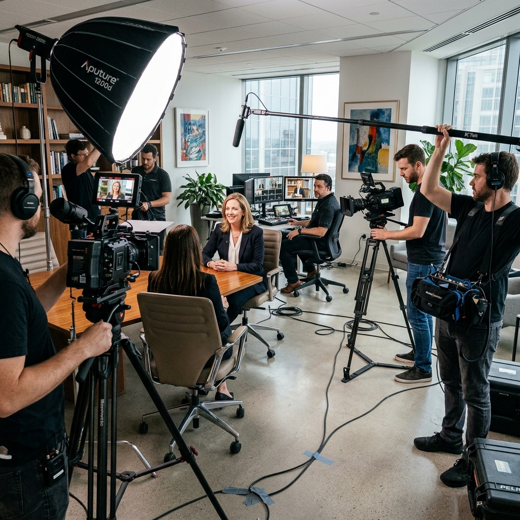 Multi-camera testimonial video production shoot in Houston